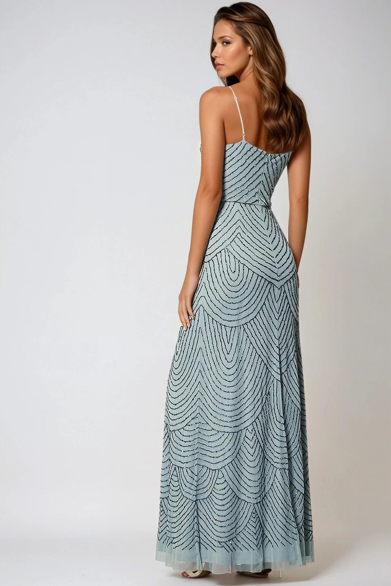 Blue Cami Embellished Maxi Dress