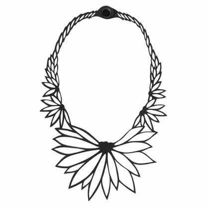 Lotus Recycled Rubber Statement Necklace