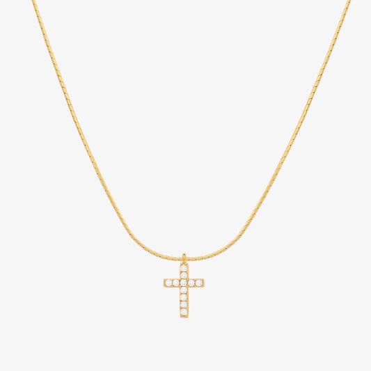 Cross pendant silk necklace