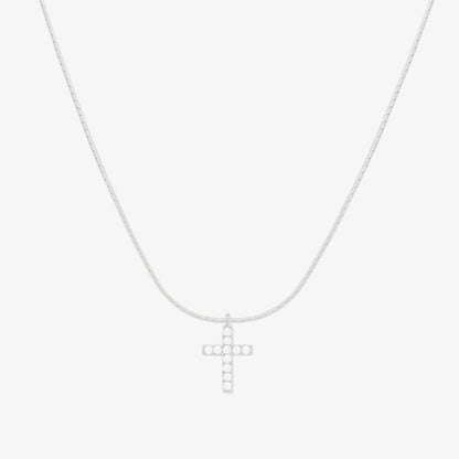 Cross pendant silk necklace